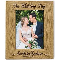 Wood Photo Frames EDSG Personalised Laser Engraved 7"X5" Wedding Photo Frame