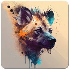 Brown Coasters Warren Reed Hyena Face Splashart Light Background Coaster 4pcs