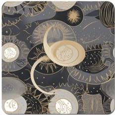 Grey Coasters Warren Reed Abstract Silver Gold Sun Moon Set Coaster 4pcs