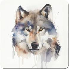 Brown Coasters Warren Reed Wolf Watercolour Coaster 4pcs