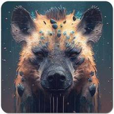 Brown Coasters Warren Reed Hyena Face Splashart Dark Background Coaster 4pcs
