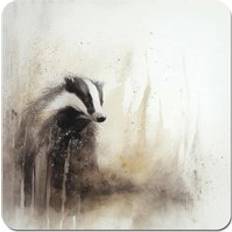 Brown Coasters Warren Reed Badger Watercolour Coaster 4pcs