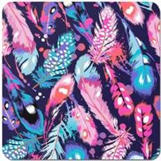 Blue Coasters Warren Reed Beautiful Colourful Feathers Coaster 4pcs