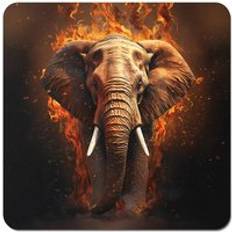 Orange Coasters Warren Reed Splashart Elephant and fire Coaster 4pcs