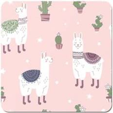 Pink Coasters Warren Reed Happy Lama Set of 4 Coaster 4pcs