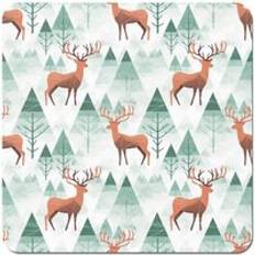 Green Coasters Warren Reed Reindeer On A Snowy Landscape Coaster 4pcs