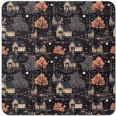 Brown Coasters Warren Reed Spooky Haunted Houses Pattern Set of 4 Coaster