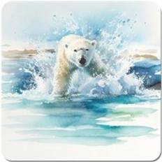 Brown Coasters Warren Reed Polar Bear Watercolour Coaster 4pcs