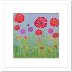 ARTERY8 Purple Chrysanthemum Flower Meadow Bloom Folk Style Oil Painting Framed Art