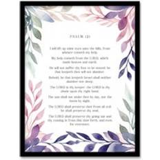 Purple Framed Art ARTERY8 Psalm 121 I Will Lift Up My Eyes Old Testament Framed Art