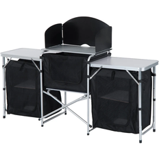 OutSunny Multi-Storage Portable Camping Kitchen with Heat-Resistant Tabletops and Bag