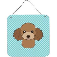 Wall Decor on sale Jensen Checkerboard Blue Chocolate Brown Poodle Wall Decor