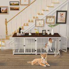 Pets Bingopaw White, Large 91 74cm Heavy Duty Dog Kennel Dog Crate Puppy Cage End
