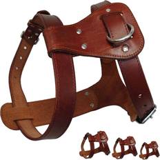 XZGSTORE Heavy Duty Genuine Real Leather Dog Harness 3 Medium