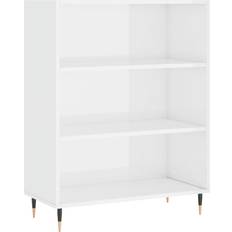 vidaXL Engineered Wood White High Gloss Estantería de libros 90cm