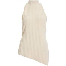 Clothing Quiz Womens Stone Ribbed Asymmetric Top