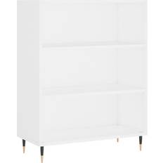 Noir Étagères à livres vidaXL Engineered Wood White Étagère à livres 90cm