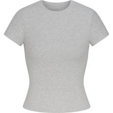 SKIMS Cotton Rib T-shirt - Light Heather Grey