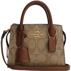 Coach Andrea Mini Carryall In Signature Canvas - Gold/Khaki Saddle