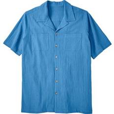 Solid Colors - Unisex Shirts KingSize Plus Women's Gauze Camp Shirt in Azure Blue 5XL