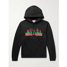 Gucci Sweaters Gucci Logo-Print Cotton-Jersey Hoodie - Black