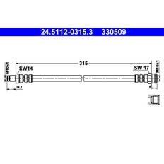 Frenados por Fricción ATE 24.5112-0315.3 Latiguillos de Freno Tubo Flexible De Frenos 315 M10x1 SMART Fortwo I Coupe