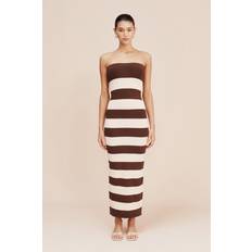 Dresses Posse Theo Strapless Dress in Brown Choc & Cream