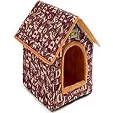 BUUNHI Stor Pet Hund Bed Cat House Cave Bekvämt tryck kennelmatta