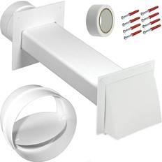 White Goods Accessories Spares2Go Universal Tumble Dryer Vent Kit Non Return Flap Exterior Wall Pipe Duct White, 4" 100mm