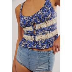 Donna - Floreale Canottiere Free People Kiana Lace Tank Printed Blue