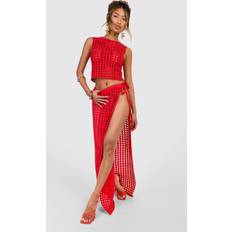 Orange Skirts boohoo Womens Thigh Split Crochet Maxi Skirt Orange