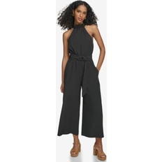 Calvin Klein Women Jumpsuits & Overalls Calvin Klein Women's Belter Halter-Neck Straight-Leg Jumpsuit Hibiscus