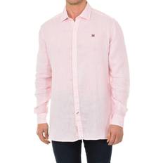 Napapijri Shirts Napapijri Mens long-sleeved shirt with lapel collar NP000IL7P Pink Linen