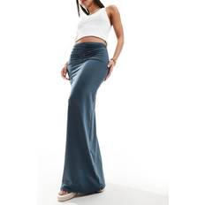 Normal Waist Skirts Only Ruched Front Maxi Skirt - Dark Gray