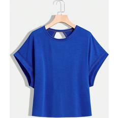 Shein Clothing Shein Women Solid Color Round Neck Backless T-Shirt - Casual