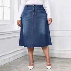 4XL Skirts Shein Plus Loose Fit Casual Denim Skirt