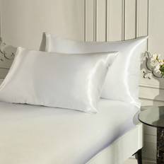 Shein 2pcs Premium Silky Satin Envelope Pillowcases Set, Soft Breatheable Wrink-Free Better For Hair Skin Sleep, Pillow Covers Without Filling, White Örngott Vit (63x43cm)