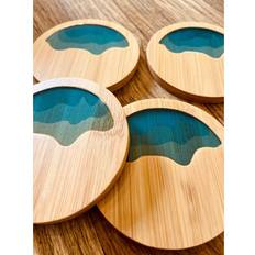 Bamboo Coasters House of Hampton Bamboo Ocean Wave Resin Coaster