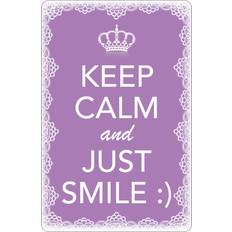 Vianmo Blechschild 12 x 18 cm Keep Calm And Just Smile Wall Decor