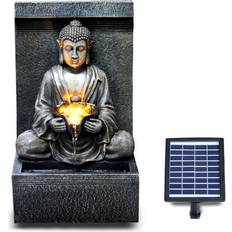 Geezy SOLAR STONE BUDDHA FOUNTAIN Solar