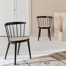 Sweeek of wood cane dining H76cm, black Black Kitchen Chair