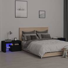 vidaXL Cabinets 2 Black Bedside Table