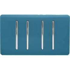 Blue Switches Trendi Switch Artistic Modern Glossy 4 Gang 1 Way Rocker Double Plate Tactile Light Ocean Blue