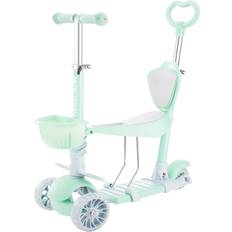 Laufräder Makani Kinderroller, Dreirad, Laufrad, BonBon 4 in 1, mit Schiebestange, Korb grün