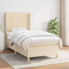 Beige Sengepakker vidaXL Kontinentalseng Med Madras 90x190 cm Stof Cremefarvet Sengesæt