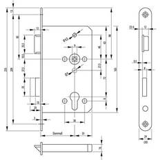Bks Panik Einsteckschloss 1201 Fkt E RD 20 65 72 9mm