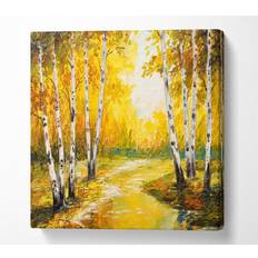 Union Rustic Yellow Silver Birch Walk Framed Art