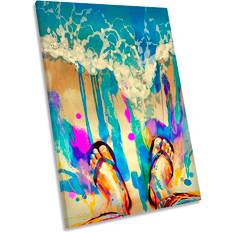 House of Hampton Beach Flip Surf Canvas Painting Framed Art