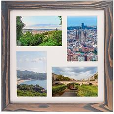 Orbis Rustic Wooden Square Collage 12x12 inch to Display Four Photo Frame