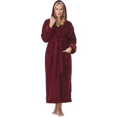 Organic Fabric - Women Robes Arus Women's GOTS Certified Organic Cotton Hooded Full Length Turkish Bathrobe, Burgundy